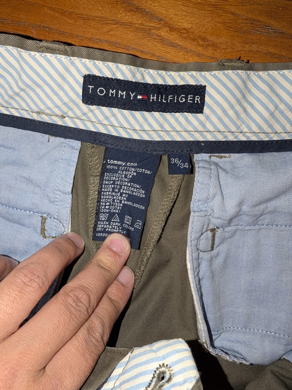 Tommy Hilfiger Men's Olive Chino Pants - 36/34